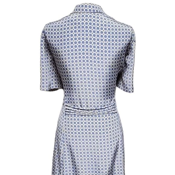 Leslie Fay 1980s Vtg maxi dress blue polka dot w/ short sleeves Summer Flowy - Picture 5 of 11